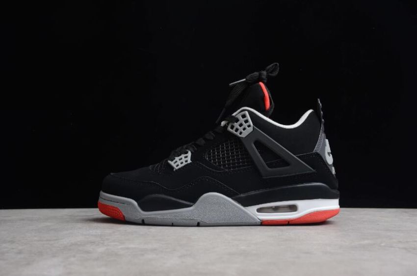 Women's Air Jordan 4 Retro Black Red Basketball Shoes