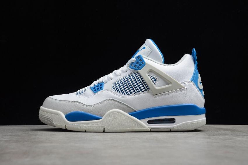 Men's Air Jordan 4 Retro LS Military Blue White Legend Blue NTRL Grey Shoes Basketball Shoes