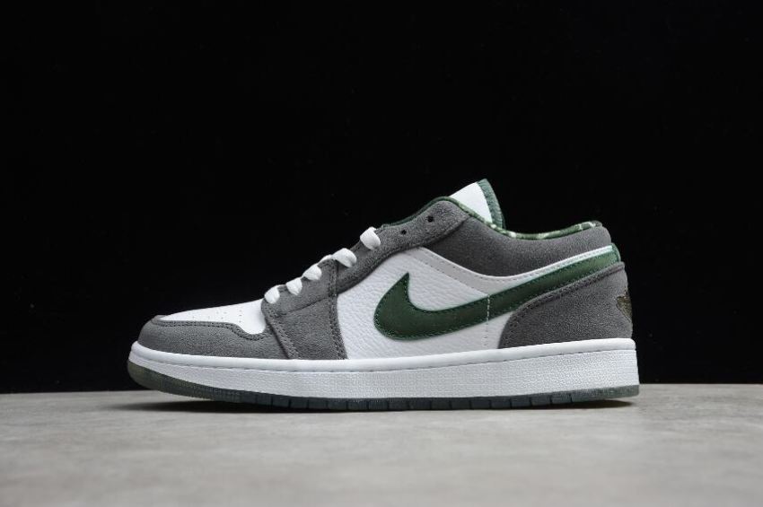 Men's Air Jordan 1 Retro Low White Deep Forest LT Graphite Basketball Shoes