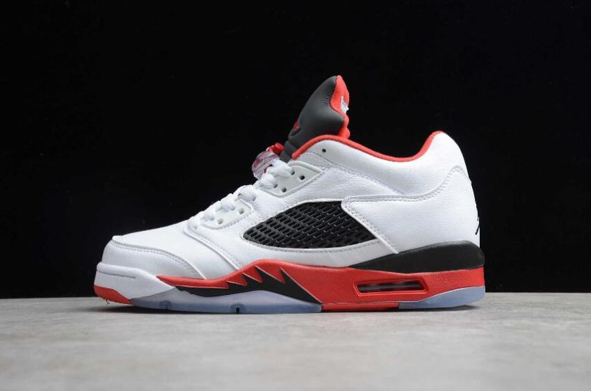 Women's Air Jordan 5 Retro SNGL DY White Red Black Basketball Shoes