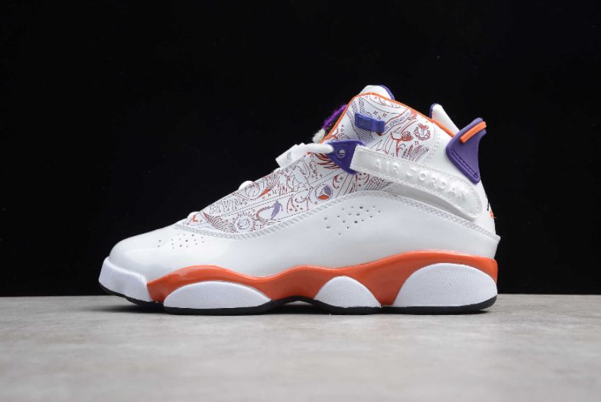 Men's Air Jordan 6 Retro Rings White Black Court Purple CRMC Basketball Shoes - Click Image to Close