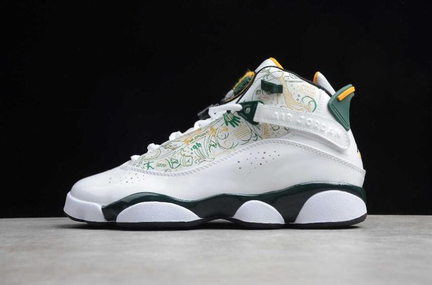 Men's Air Jordan 6 Retro Rings White Black Dark Pine Taxi Basketball Shoes