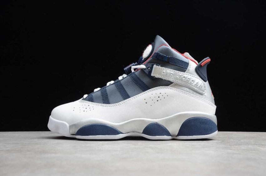 Women's Air Jordan 6 Retro Rings White Light Navy Blue Basketball Shoes