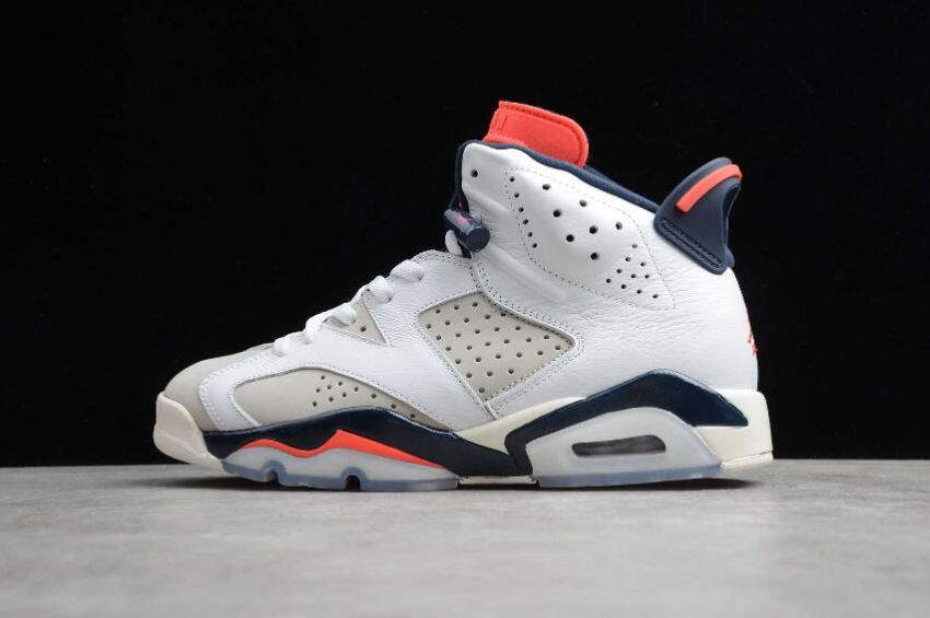 Women's Air Jordan 6 Retro Grey White Dark Blue Basketball Shoes