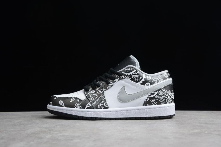 Women's Air Jordan 1 Low Black White Grey Basketball Shoes - Click Image to Close