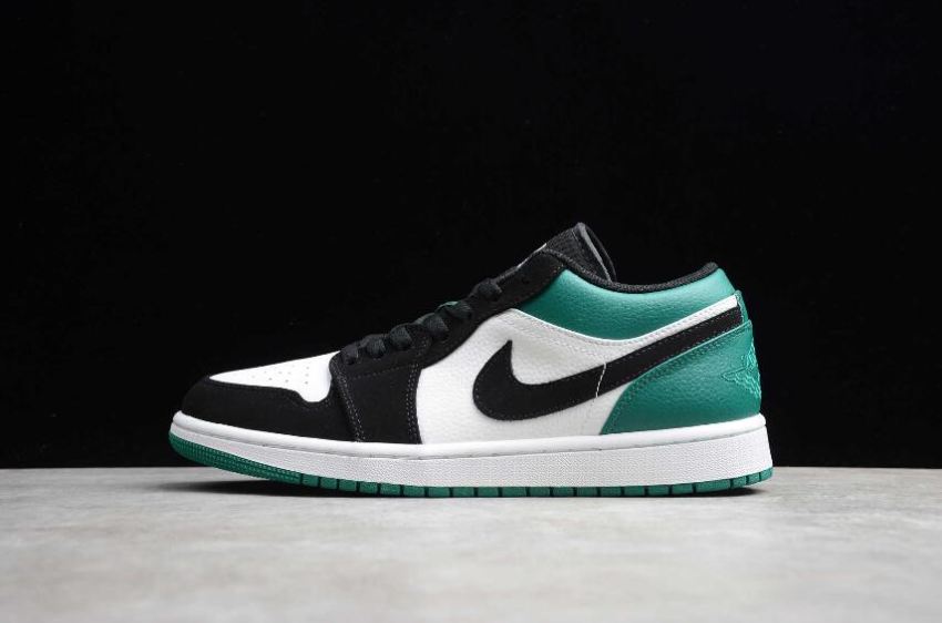 Women's Air Jordan 1 Low White Black Mystic Green Basketball Shoes - Click Image to Close