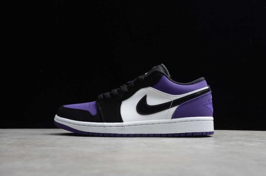 Men's Air Jordan 1 Low White Black Court Purple Basketball Shoes