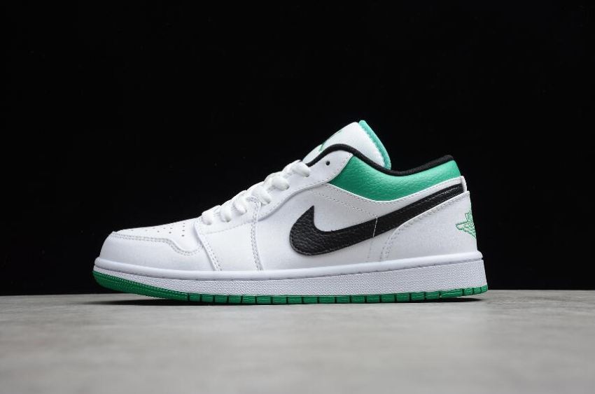 Men's Air Jordan 1 Low White Green Black Basketball Shoes - Click Image to Close