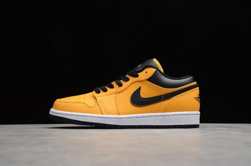 Men's Air Jordan 1 Low University Gold Black White Basketball Shoes - Click Image to Close