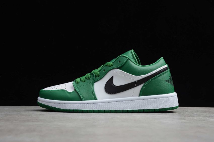 Men's Air Jordan 1 Low White Black Pine Green Basketball Shoes