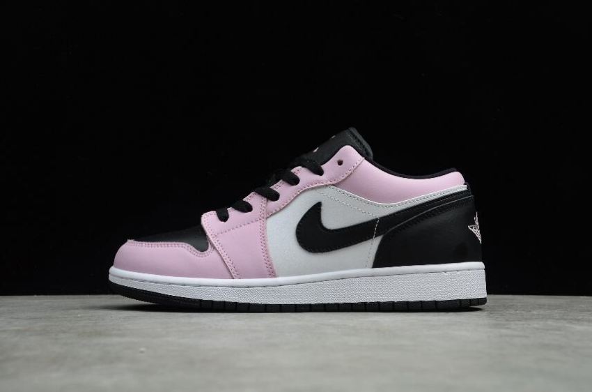 Men's Air Jordan 1 Low GS Light Arctic Pink Black-White Basketball Shoes - Click Image to Close