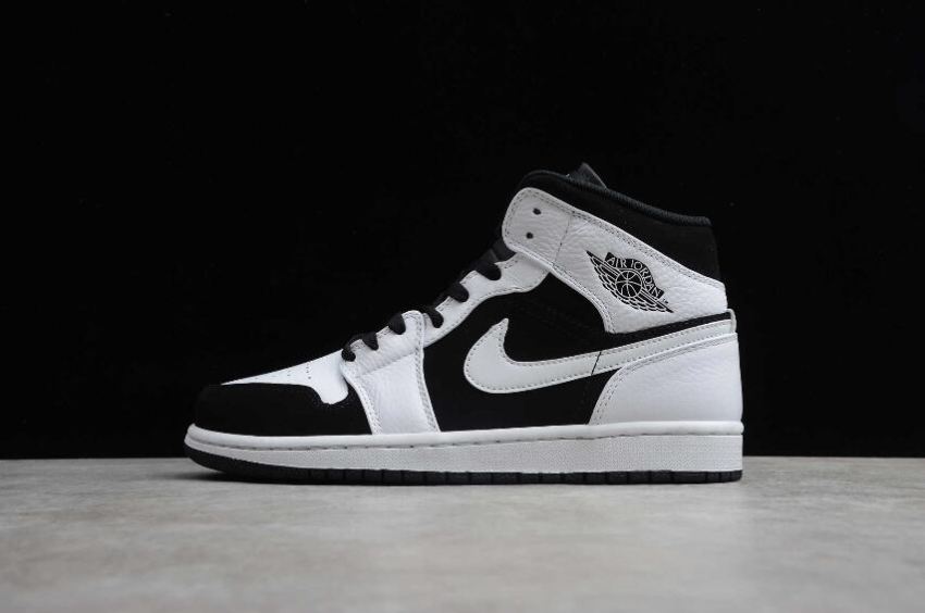 Women's Air Jordan 1 Mid Black White Basketball Shoes