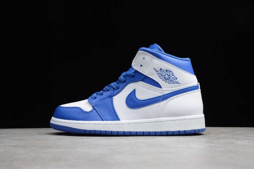 Men's Air Jordan 1 Mid White Hyper Royal Basketball Shoes