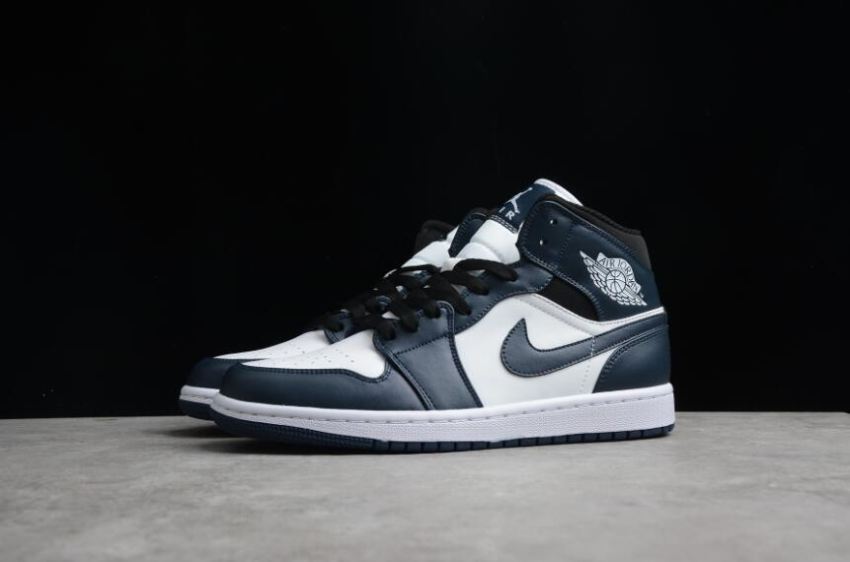 Women's Air Jordan 1 Mid Armory Navy white Black Shoes Basketball Shoes