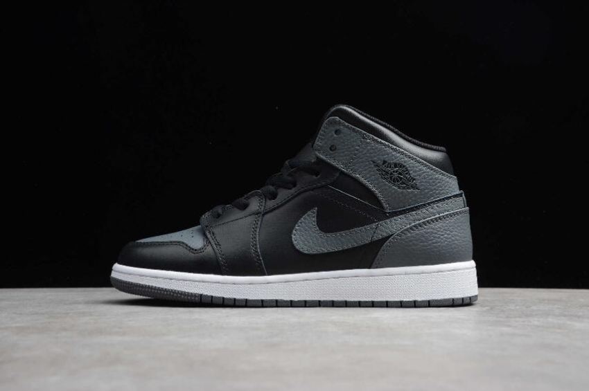 Women's Air Jordan 1 Mid BG Black Dark Grey Summit White Basketball Shoes