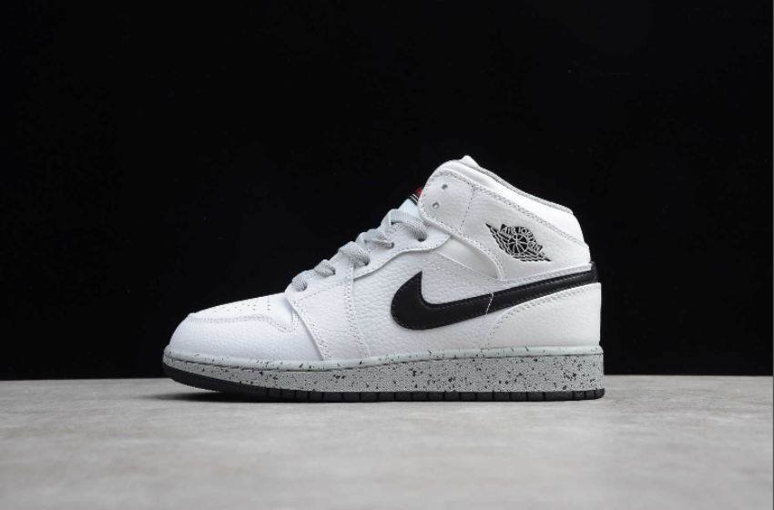 Men's Air Jordan 1 Mid White Black Basketball Shoes