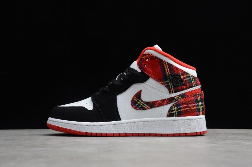 Men's Air Jordan 1 Mid GS University Red Black White Basketball Shoes