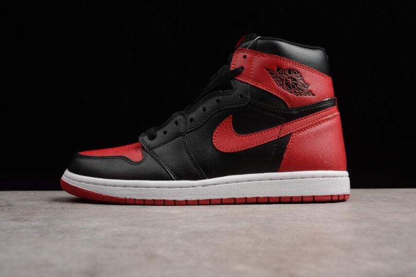 Men's Air Jordan 1 Retro High OG Bred Black Gym Red White Basketball Shoes