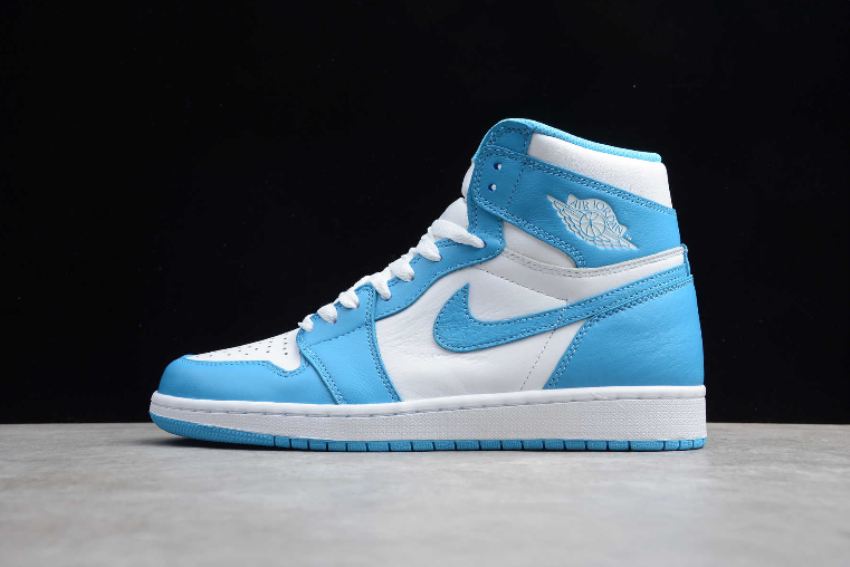 Women's Air Jordan 1 Retro High OG White Powder Blue Basketball Shoes