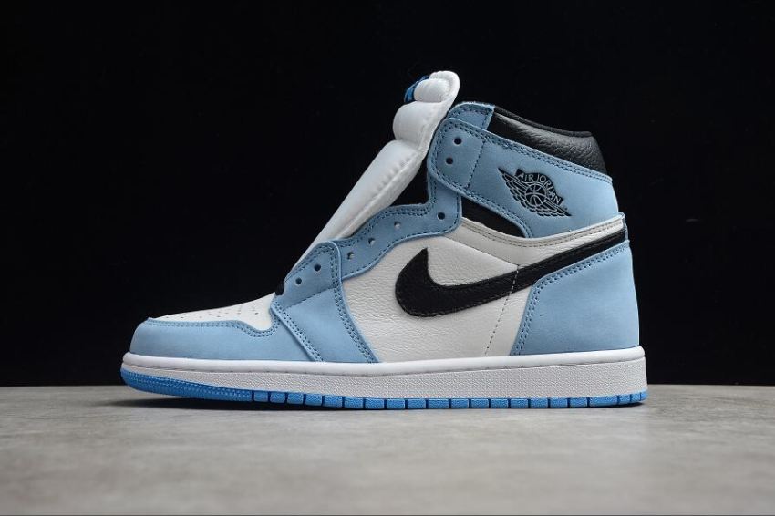 Women's Air Jordan 1 Retro High OG Sky Blue White Black Basketball Shoes