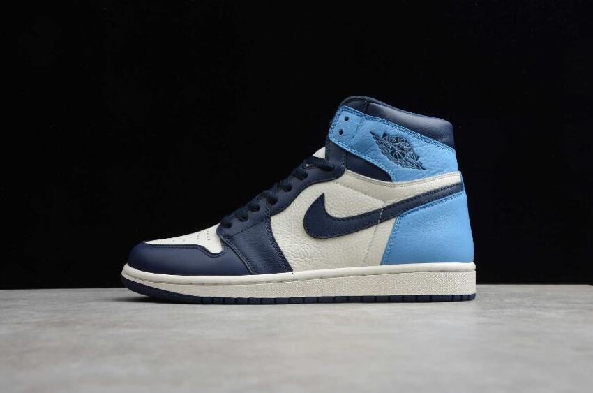 Women's Air Jordan 1 Retro High OG Sail Obsidian University Blue Basketball Shoes