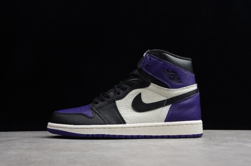 Men's Air Jordan 1 Retro High OG Court Purple Black Sail White Basketball Shoes