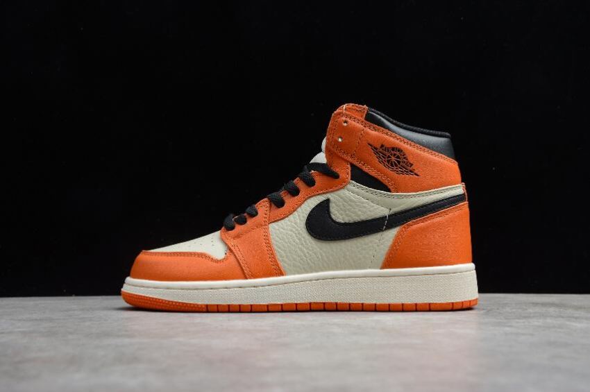 Men's Air Jordan 1 Retro Hi OG BG Sail Black Starfish Basketball Shoes - Click Image to Close