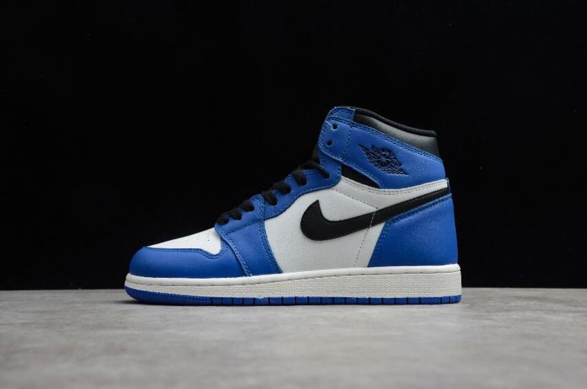 Women's Air Jordan 1 Retro Hi OG BG Black Sport Royal White Basketball Shoes