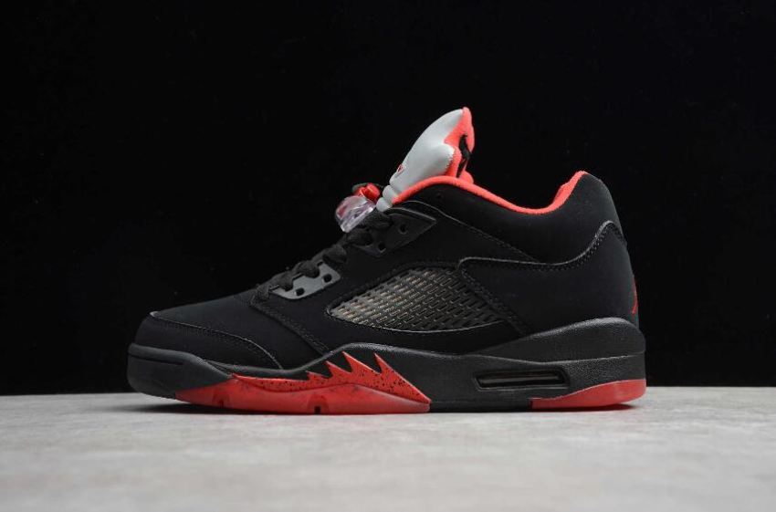 Men's Air Jordan 5 Retro SNGL DY Black Red Basketball Shoes - Click Image to Close