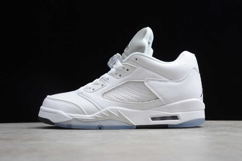 Women's Air Jordan 5 Retro SNGL DY White Silver Basketball Shoes