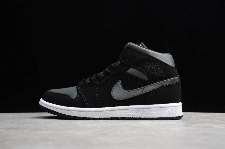 Women's Air Jordan 1 Mid SE Black Anthracite White Basketball Shoes - Click Image to Close