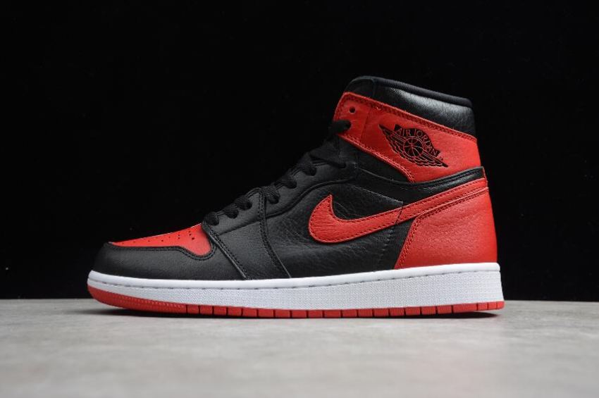 Men's Air Jordan 1 Retro HI OG NRG Black University Red White Basketball Shoes - Click Image to Close