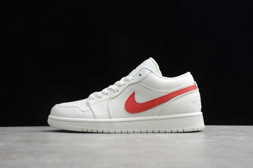 Men's Air Jordan 1 Low White University Red Basketball Shoes