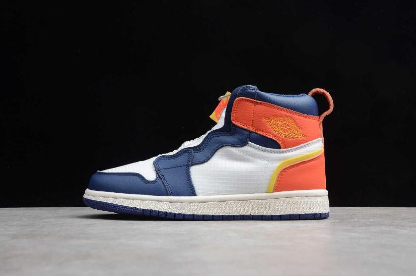 Men's Air Jordan 1 High Zip WMNS Sail Bright Citron-Blue Void-True Orange Basketball Shoes