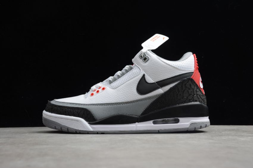 Men's Air Jordan 3 Retro Tinker NRG White Fire Red Cement Grey Black Basketball Shoes