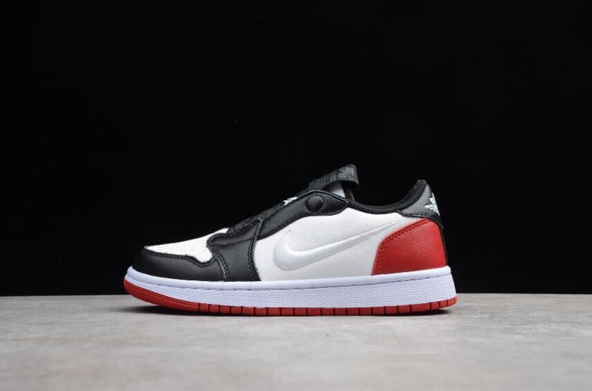 Women's Air Jordan 1 Retro Low Slip White Gym Red Black Basketball Shoes - Click Image to Close