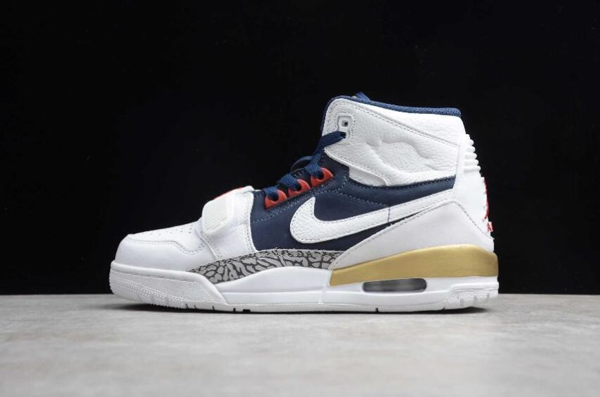 Men's Air Jordan Legacy 312 Pure White Blue Gold AV3922-101 Basketball Shoes