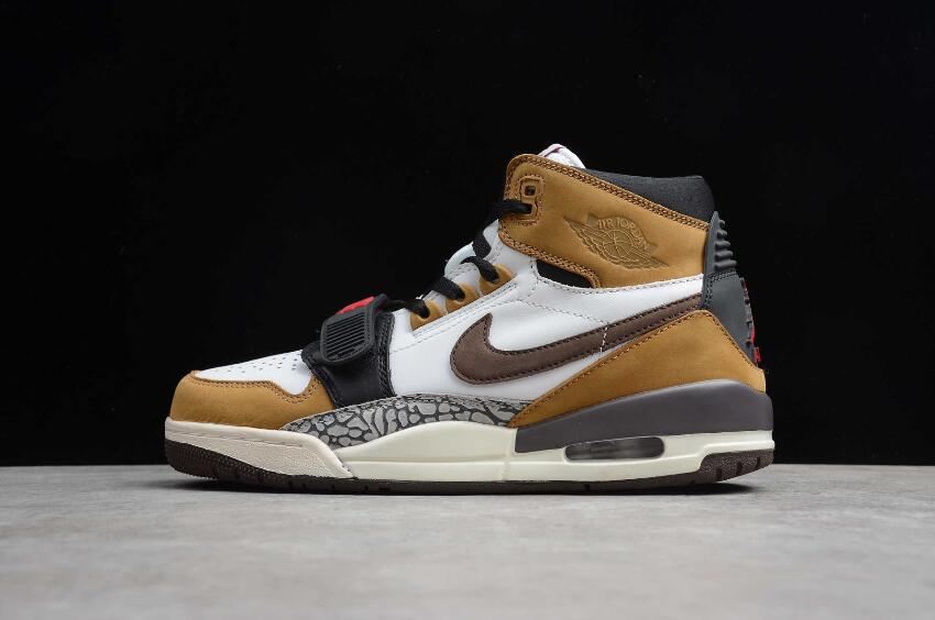 Men's Air Jordan Legacy 312 White Baroque Brown Wheat AV3922-102 Basketball Shoes - Click Image to Close