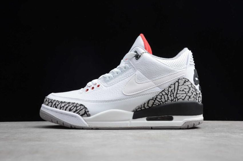 Women's Air Jordan 3 Retro JTH White Fire Red Black Basketball Shoes