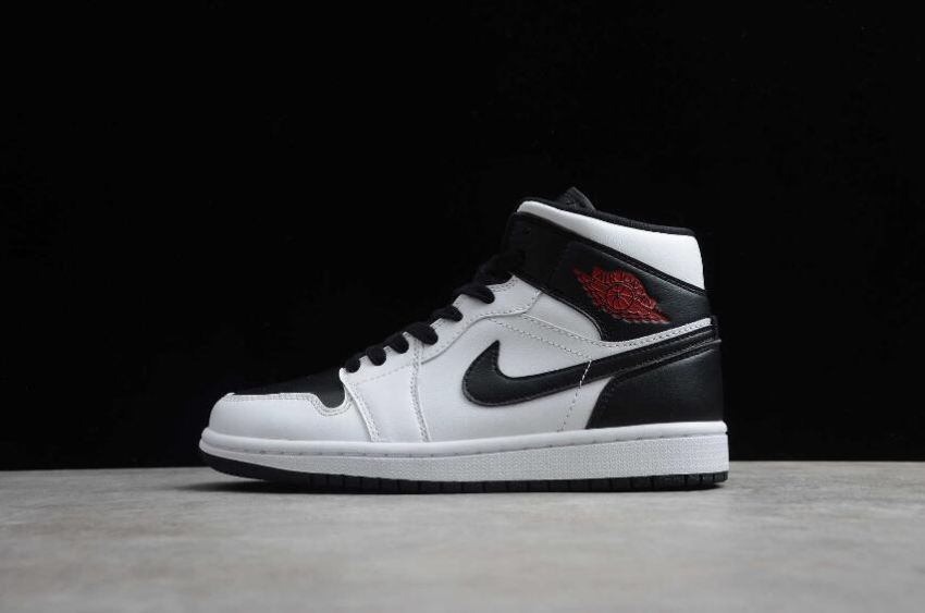 Men's WMNS Air Jordan 1 Mid White Gym Red Black Basketball Shoes - Click Image to Close