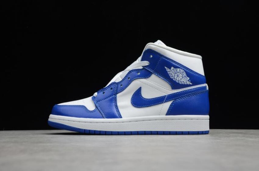 Men's Air Jordan 1 Mid White Hyper Royal White Basketball Shoes