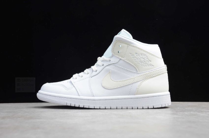 Men's Air Jordan 1 Mid White Basketball Shoes - Click Image to Close