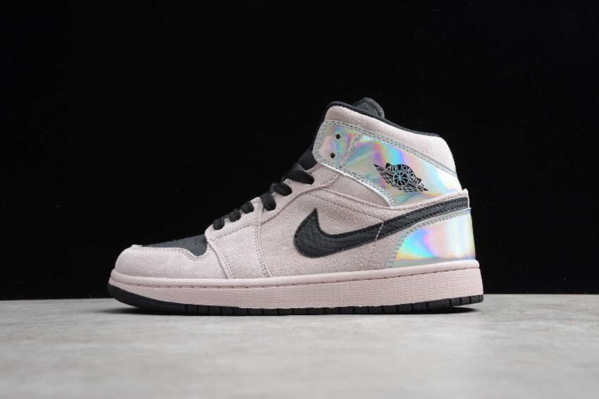 Women's WMNS Air Jordan 1 Mid Barely Rose Black Multi Basketball Shoes