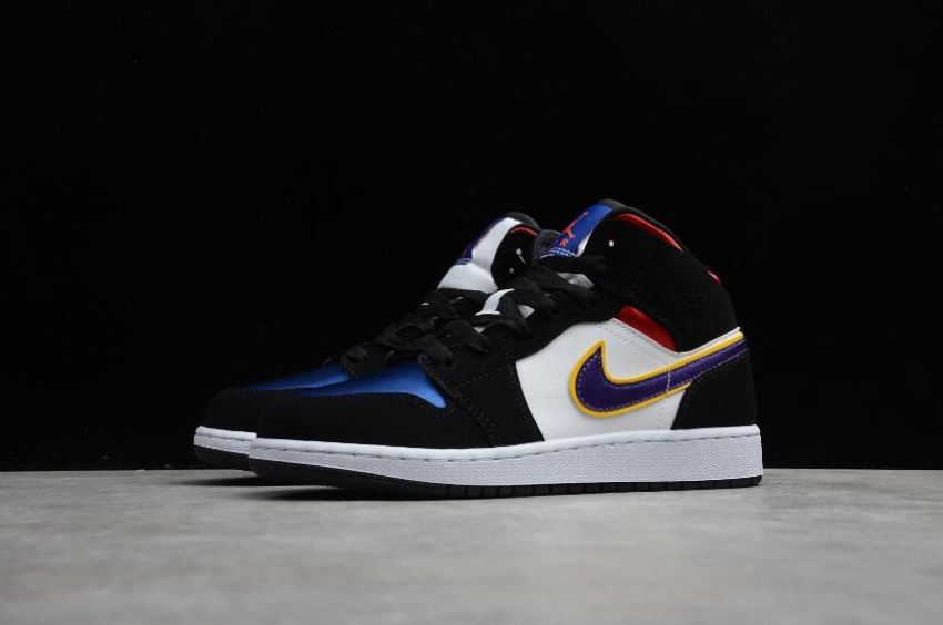 Women's Air Jordan 1 Mid SE GS Black Field Purple White Basketball Shoes