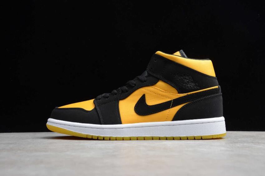 Women's Air Jordan 1 Mid Black Gold Basketball Shoes - Click Image to Close