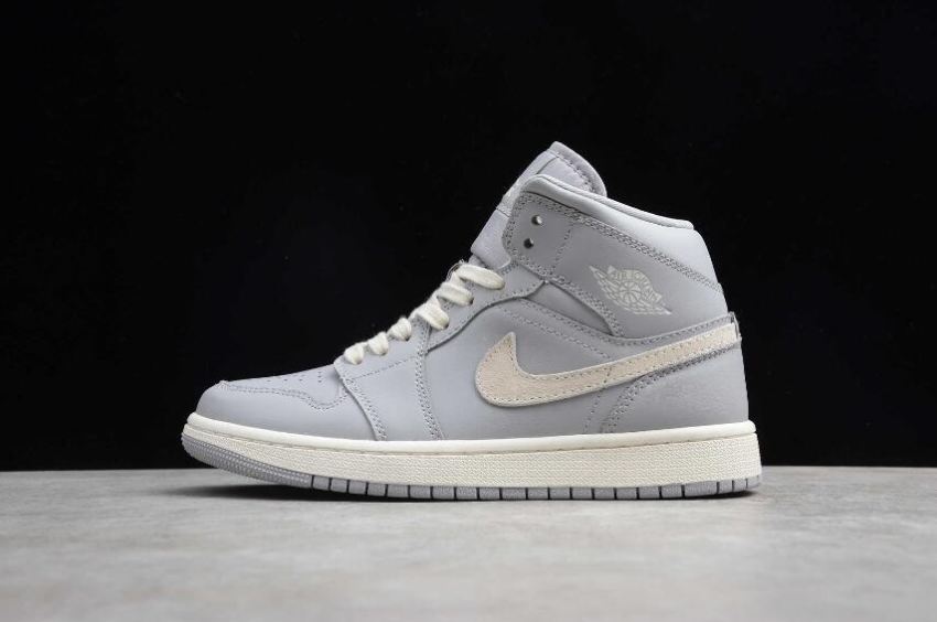 Men's Air Jordan 1 Mid Atmosphere Grey Pale Ivory Basketball Shoes