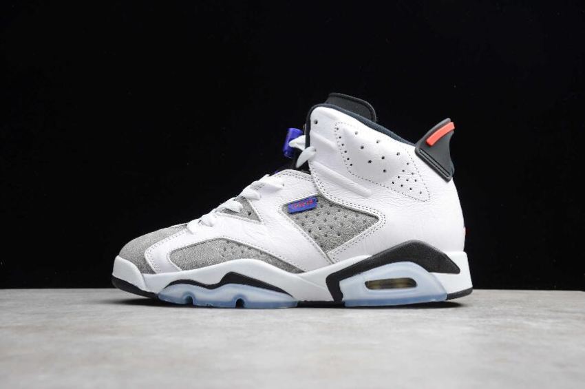 Women's Air Jordan 6 Retro White Dark Concord Black Basketball Shoes - Click Image to Close