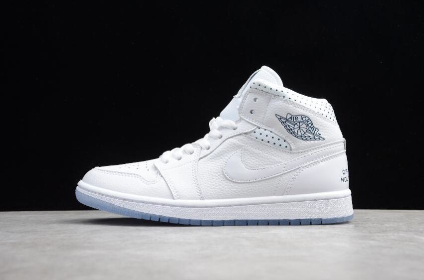 Men's Air Jordan 1 Mid White Midnight Navy Basketball Shoes