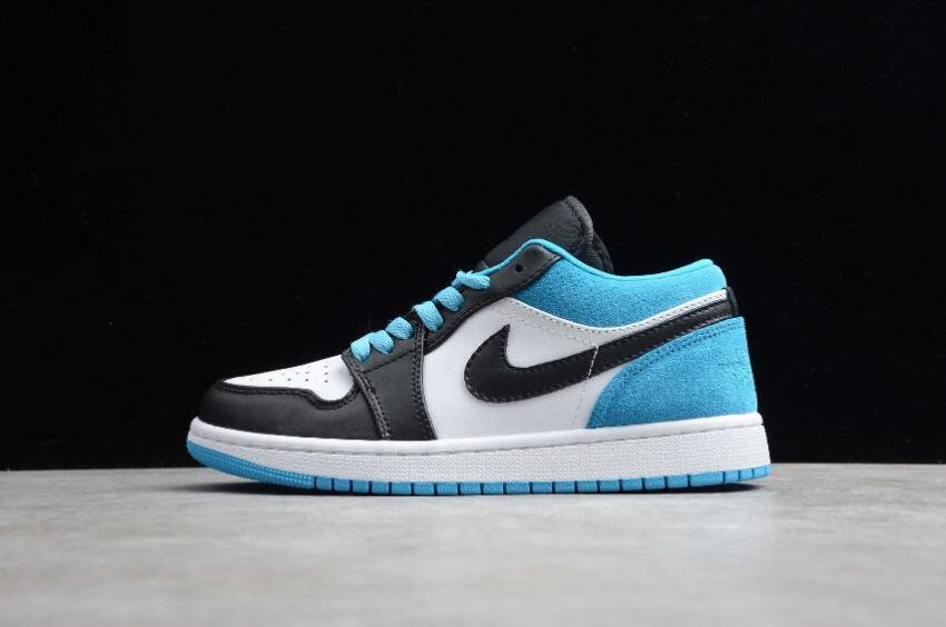 Women's Air Jordan 1 Low SE GS Laser Blue Black White Basketball Shoes