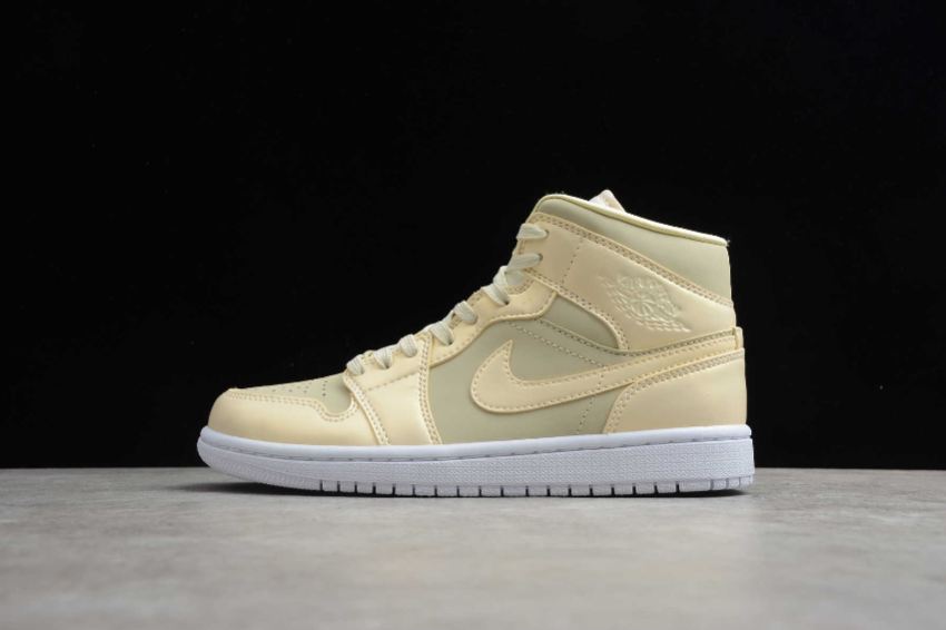 Women's Air Jordan 1 Mid SE Fossil White Basketball Shoes - Click Image to Close